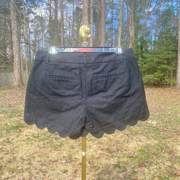 J.Crew Black Linen Mini Scallop Hem Shorts - Picture 4 of 6